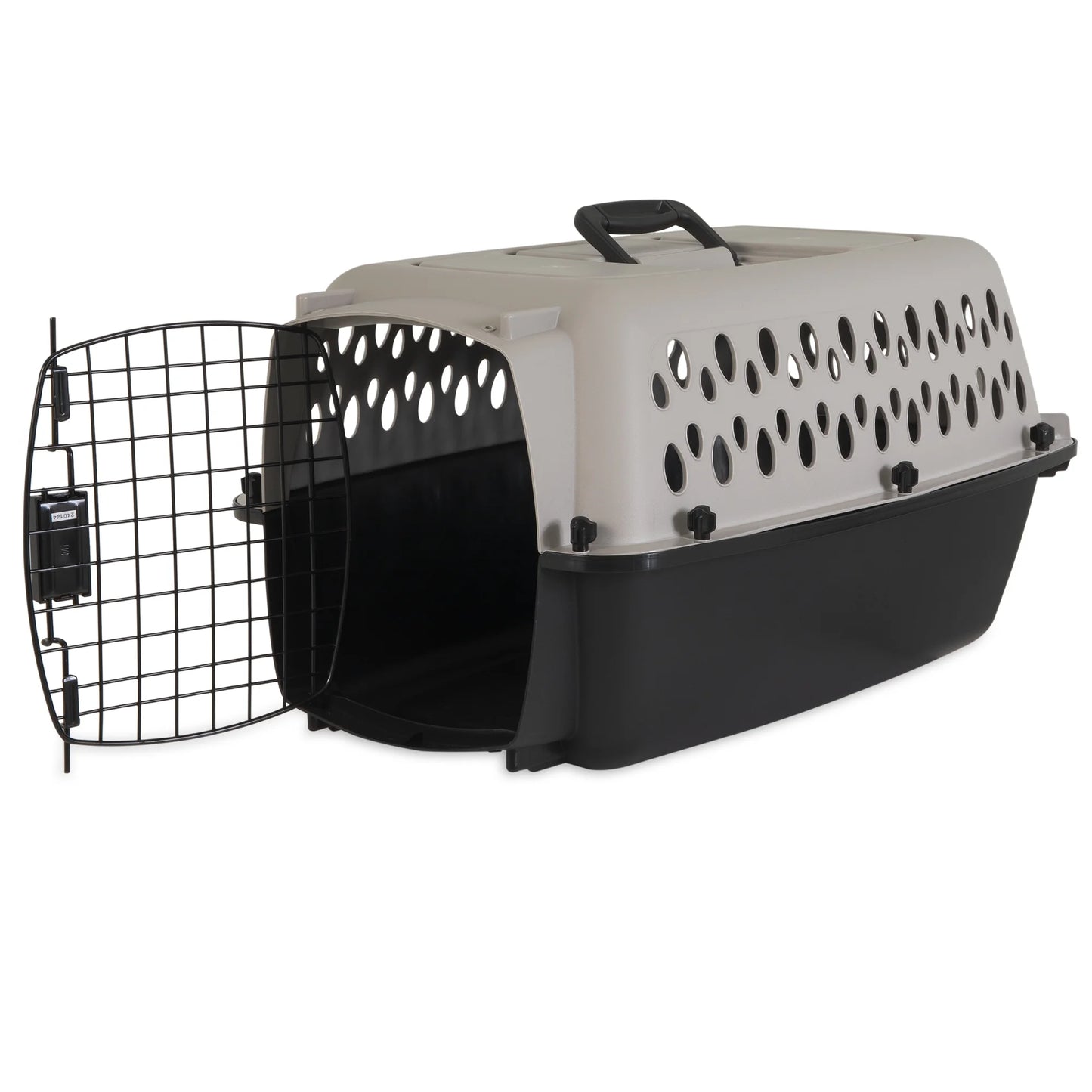 Pet Kennel Small 23" Dog Crate, Plastic Travel Pet Carrier for Pets up to 15 Lb, Grey