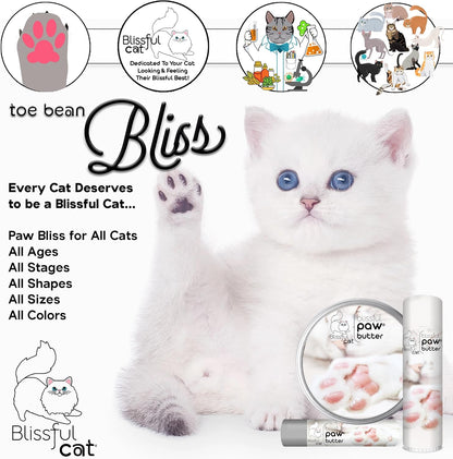 The Blissful Cat Paw Butter, Moisturizer for Dry Paw Pads, Softens and Protects a Rough Paw, Versatile, Lick-Safe Cat Paw Balm, 0.15 Oz.