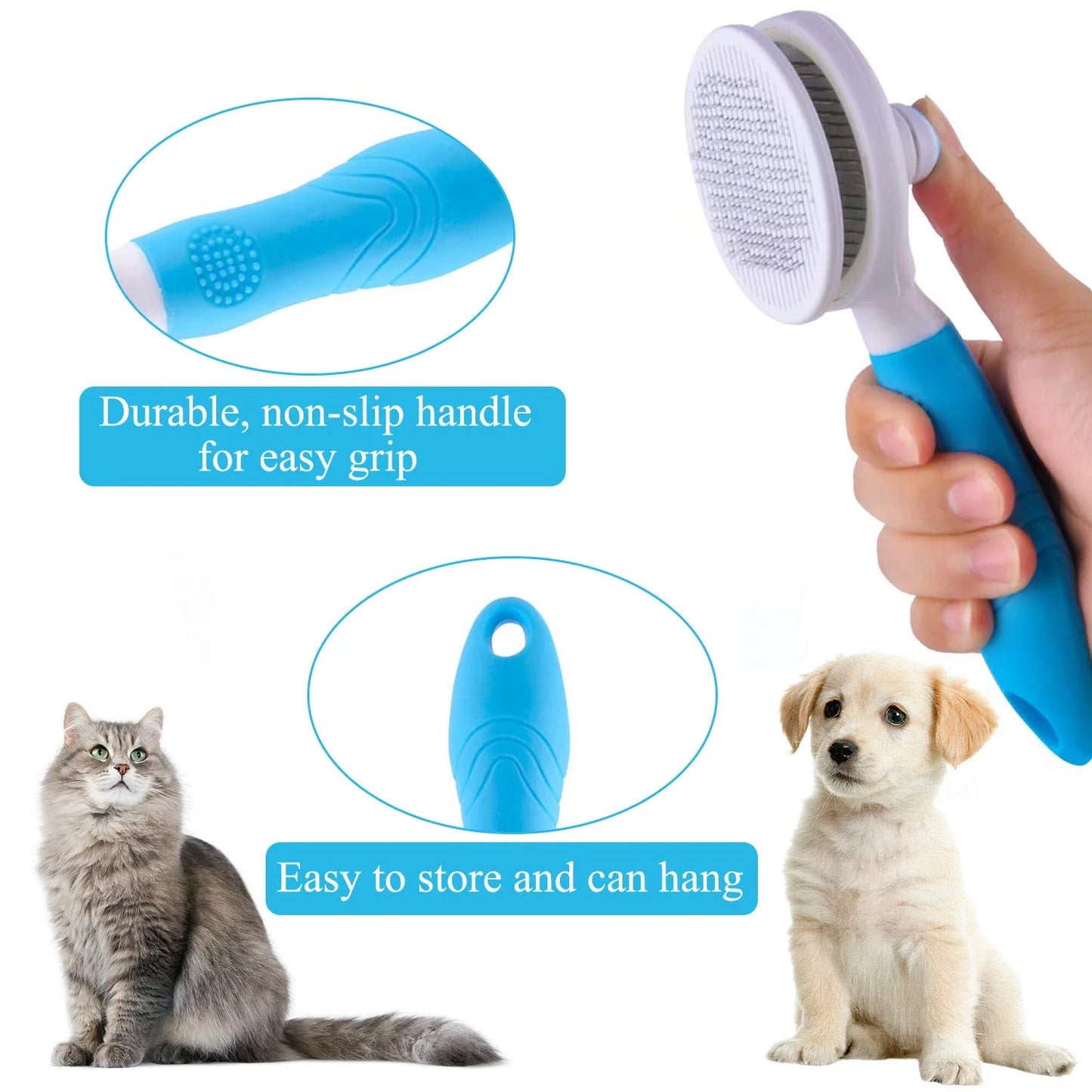 Dog & Cat Brush, Self Cleaning Slicker Brushe for Shedding and Grooming Removes Loose Undercoat, Mats and Tangled Hair Grooming Comb for Cat Dog Brush Massage