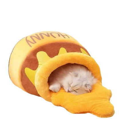 Cat Bed Honey Pot Cat Bed for Indoor - Comfortable Memory Foam Pet Furniture with Cat House Tent - with Removable Washable Cushioned Pillow, Cute Soft Self Warming Kitten Beds for Breeds