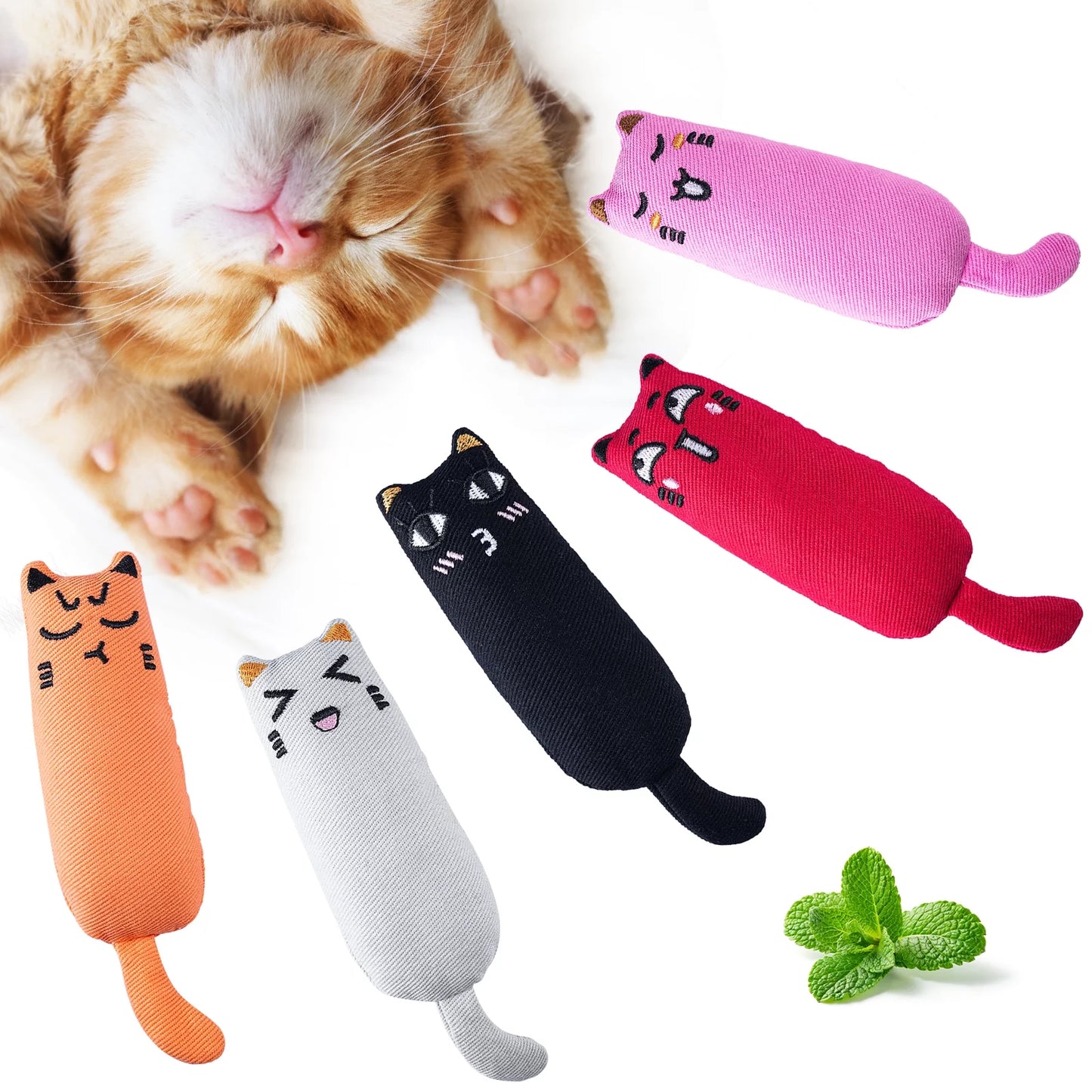 5PCS Christmas Pet Toy Cute Expression Bite Resistant Cat Toy Pet Chew Toy Catnip Toy for Cat Bite Toy