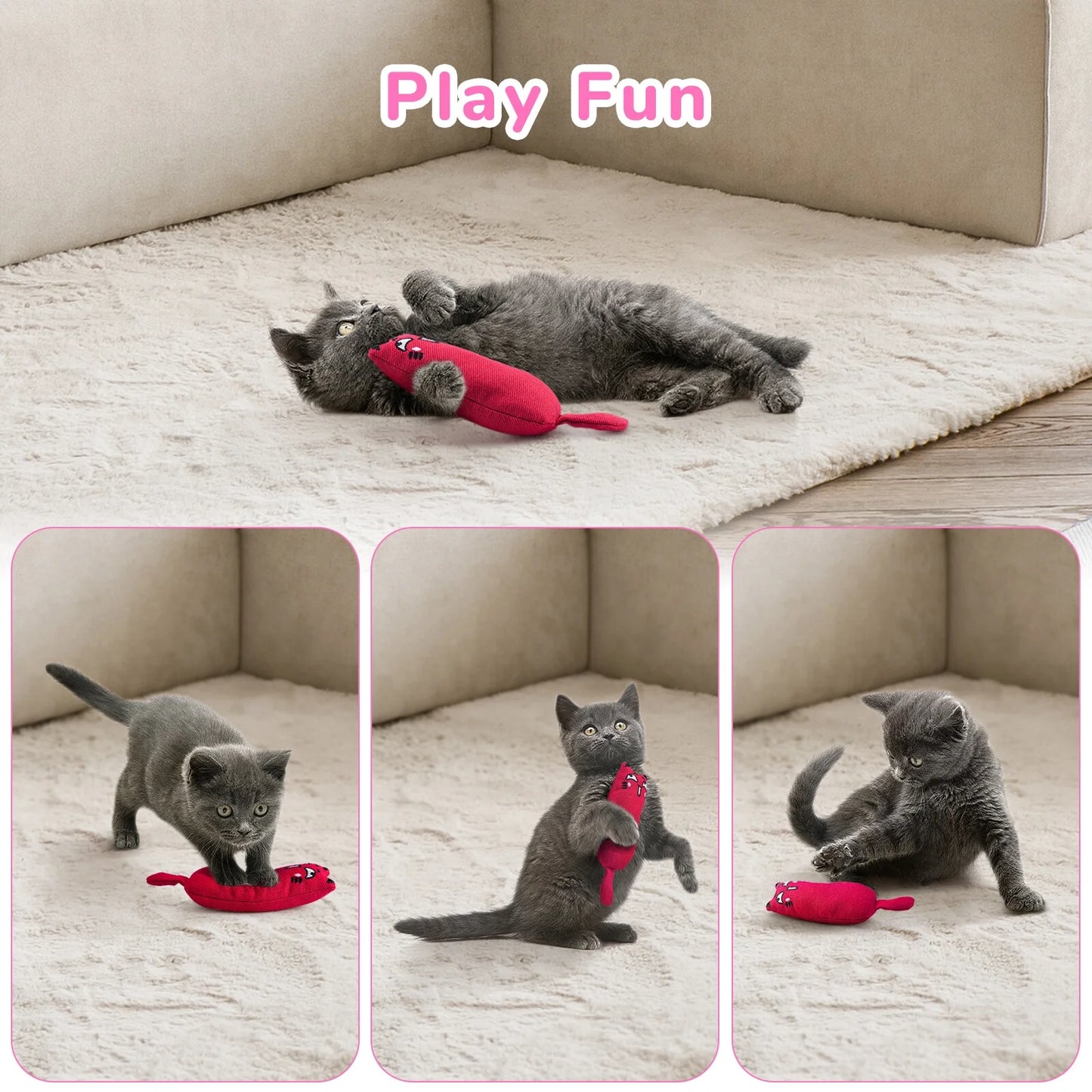 5PCS Christmas Pet Toy Cute Expression Bite Resistant Cat Toy Pet Chew Toy Catnip Toy for Cat Bite Toy