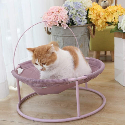 Cat Hammock Elevated Cat Bed with Steel Frame and Teaser Toy Ball, Detachable Washable and Cozy Hammock for Indoor Lounge