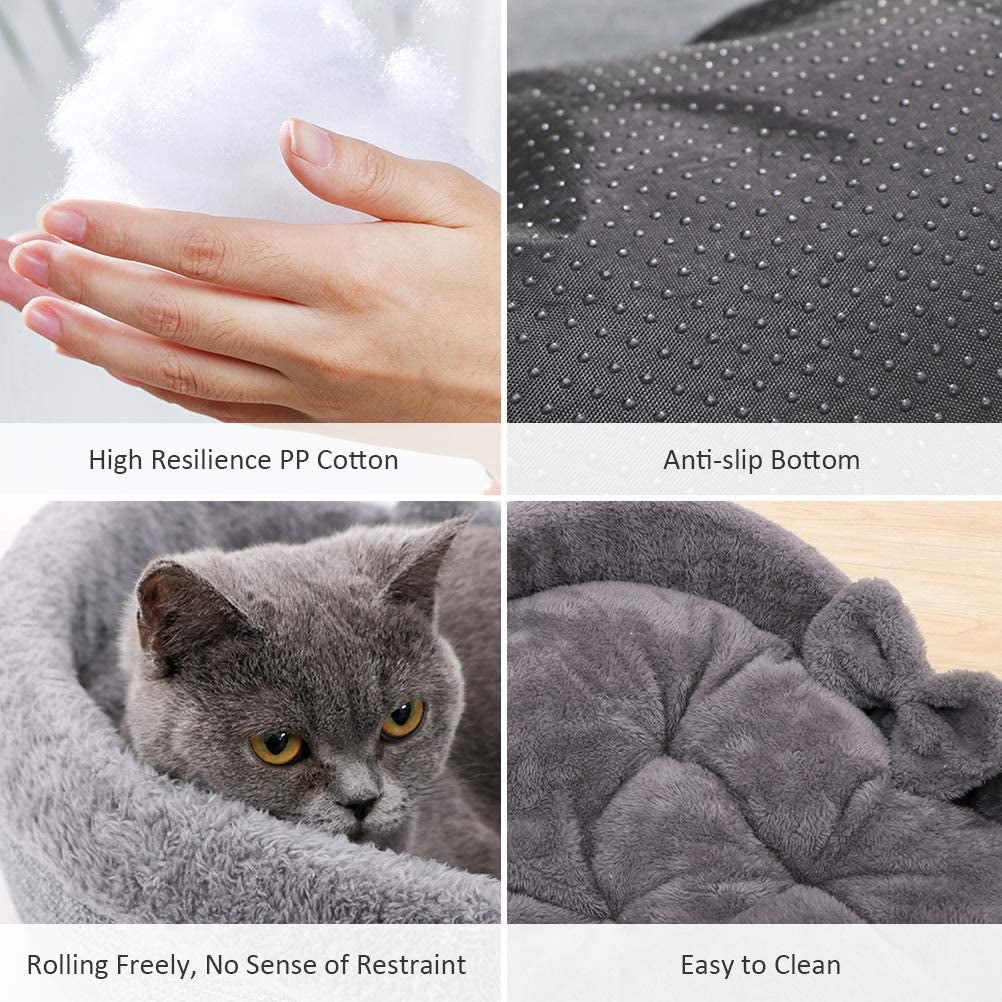 Heart Cat Pet Bed for Cats or Small Dogs, Ultra Soft Short Plush, Anti-Slip Bottom, Washable High Resilience PP Cotton, Comfortable Self Warming Autumn Winter Indoor Sleeping Cozy Kitty Teddy