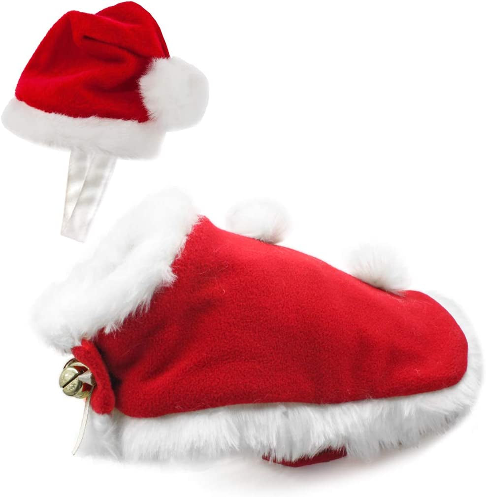 Pet Christmas Costume Cat Santa Outfit Small Dog Xmas Hat with Cloak Set Cat New Year Apparel