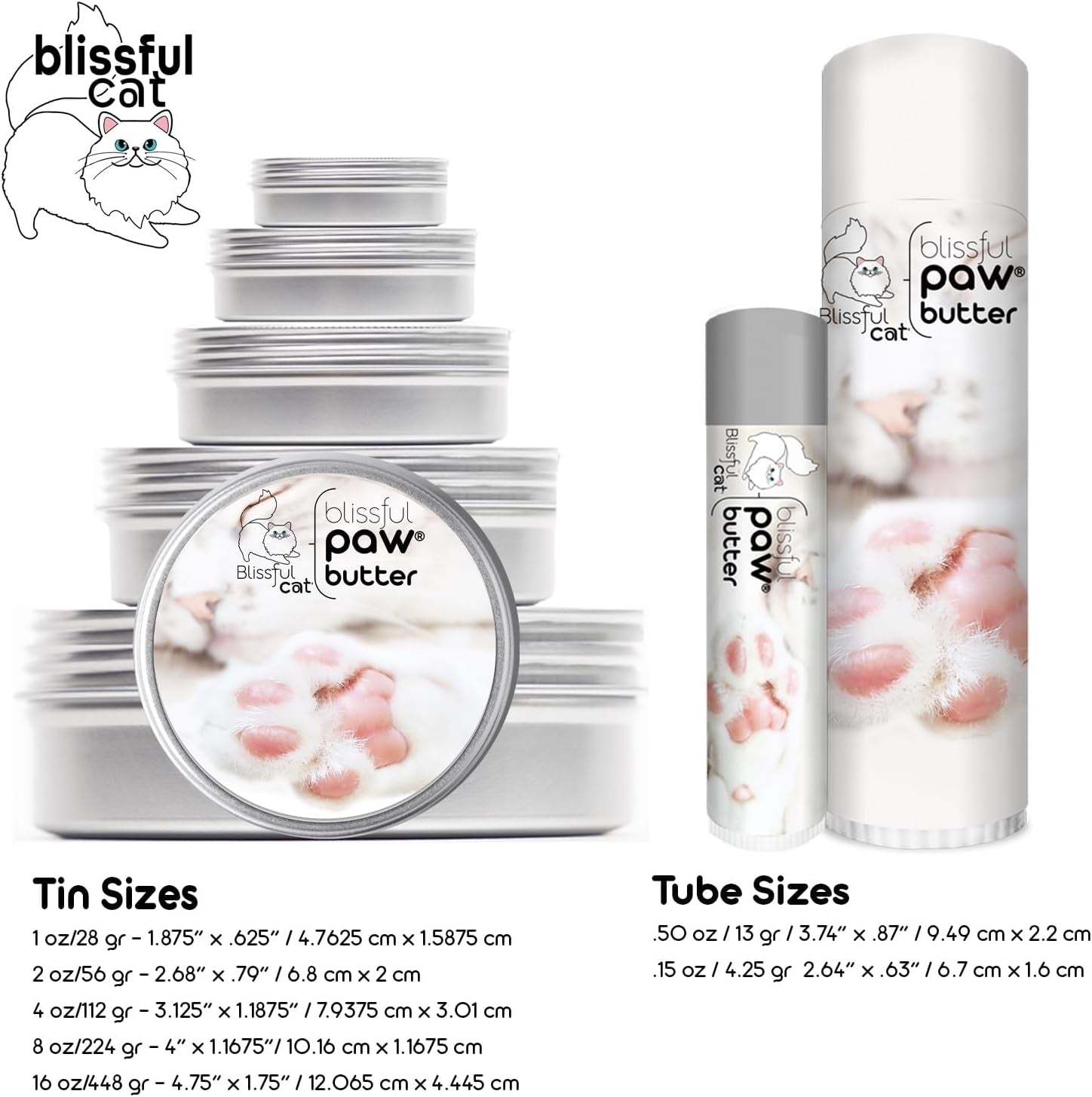 The Blissful Cat Paw Butter, Moisturizer for Dry Paw Pads, Softens and Protects a Rough Paw, Versatile, Lick-Safe Cat Paw Balm, 0.15 Oz.