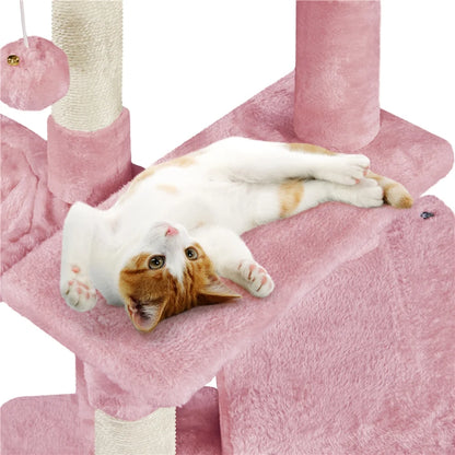 34.5" H Cat Tree Tower with Condo and Perches, Pink