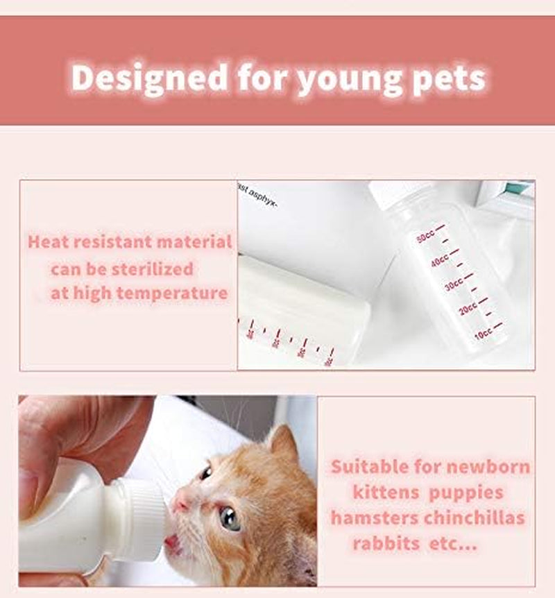 Pet Feeding Bottle,Pet Nursing Kit,Pet Feeding Tool,Pet Syringe,Pet Puppy Bottles,Pet Pill Shooter Dispenser,Dog Cat Kitten Feeding Bottle,Small Animal Silicone Nipples (Pink)