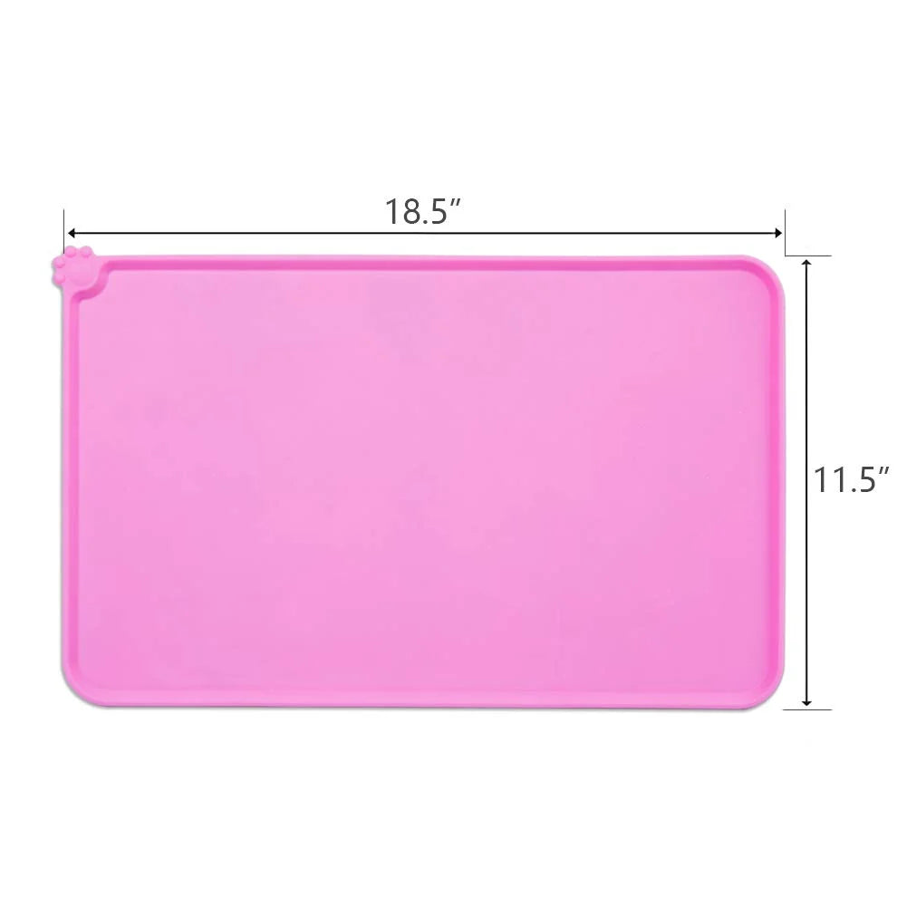 Silicone Waterproof Dog Cat Pet Food Mats Tray - Non Slip Pet Dog Cat Bowl Mats Placemat - FDA Grade Dog Pet Cat Feeding Mat-Pink