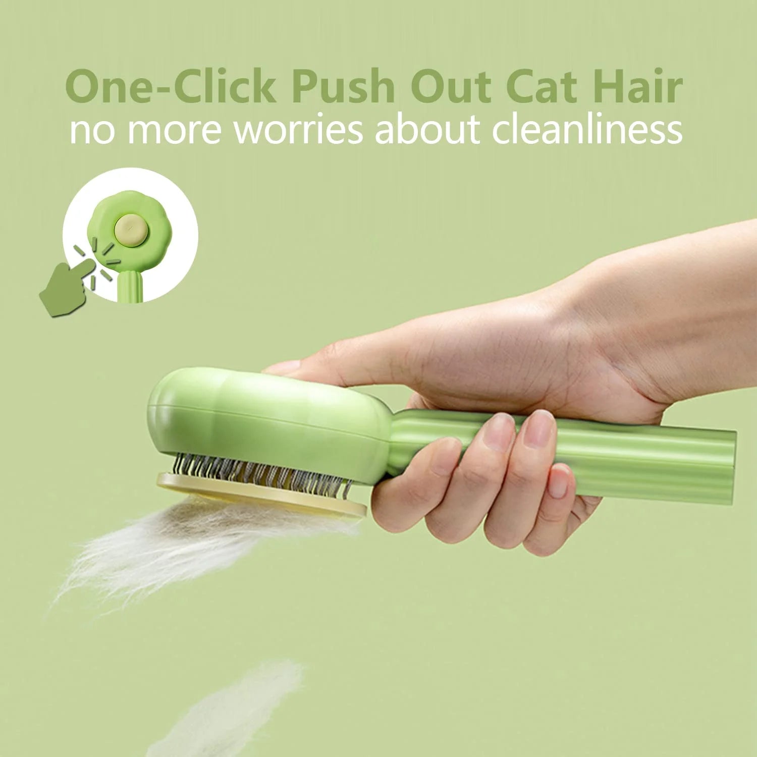 Pet Grooming Brush for Cats and Dogs Self-Cleaning Sliker Brush for Removes Mats Tangles Shedding Brush (Green)