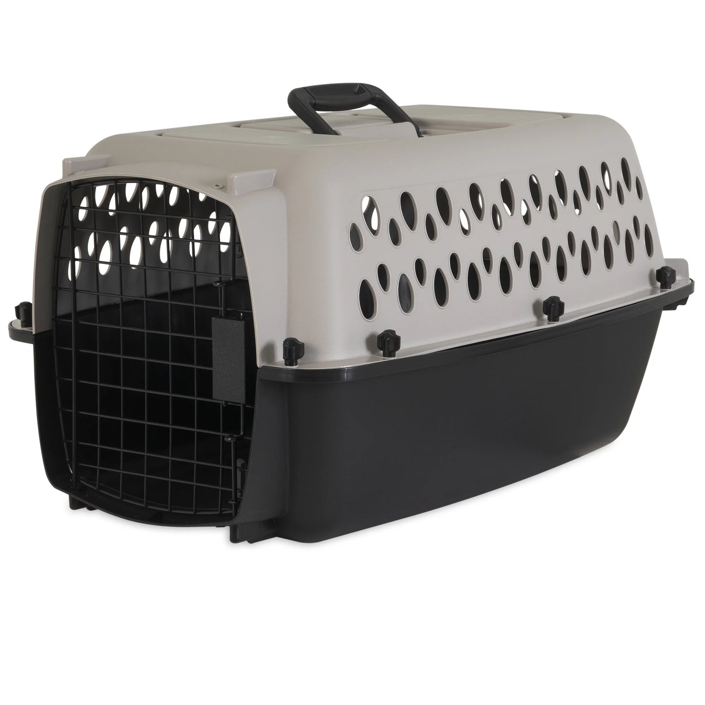 Pet Kennel Small 23" Dog Crate, Plastic Travel Pet Carrier for Pets up to 15 Lb, Grey