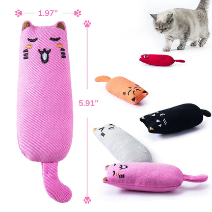 5PCS Christmas Pet Toy Cute Expression Bite Resistant Cat Toy Pet Chew Toy Catnip Toy for Cat Bite Toy