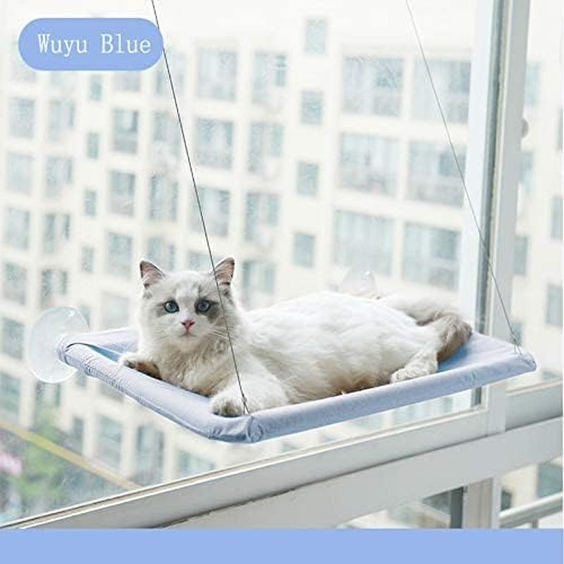 Cat Hammock for Window Cat Window Bed Cat Window Perch for Indoor Cats Suction Cups Cat Window Hammock Space Saving Window Seat for Cats inside (Blue)