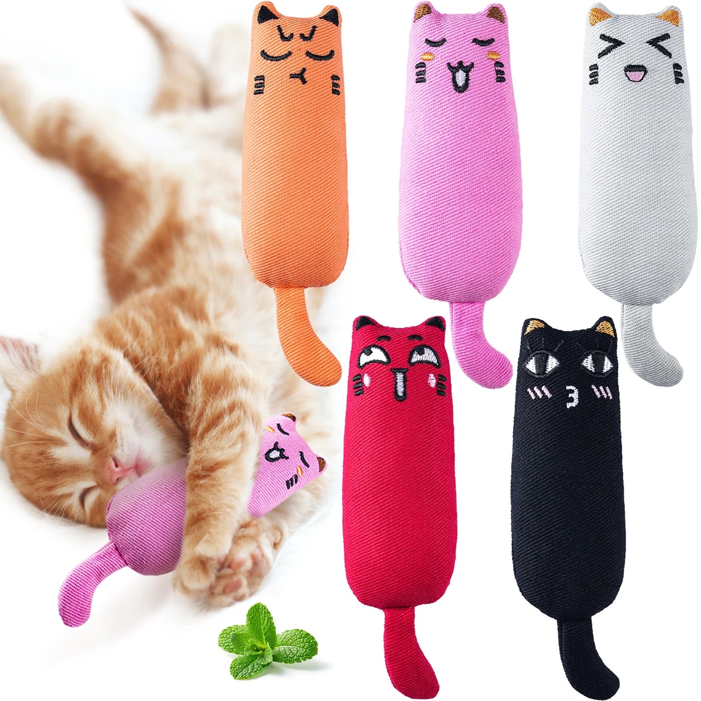 5PCS Christmas Pet Toy Cute Expression Bite Resistant Cat Toy Pet Chew Toy Catnip Toy for Cat Bite Toy