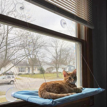 Cat Hammock for Window Cat Window Bed Cat Window Perch for Indoor Cats Suction Cups Cat Window Hammock Space Saving Window Seat for Cats inside (Blue)