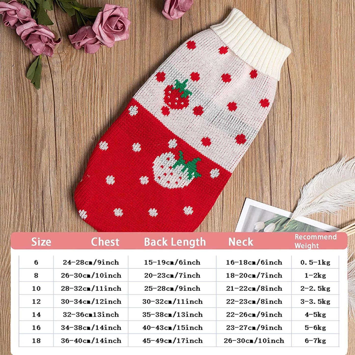 Pet Clothes, Cat Sweater Winter Warm Puppy Clothes Strawberry Knitwear Turtleneck Dog Sweaters for Cats Kitten Puppy (16:Red Strawberry)