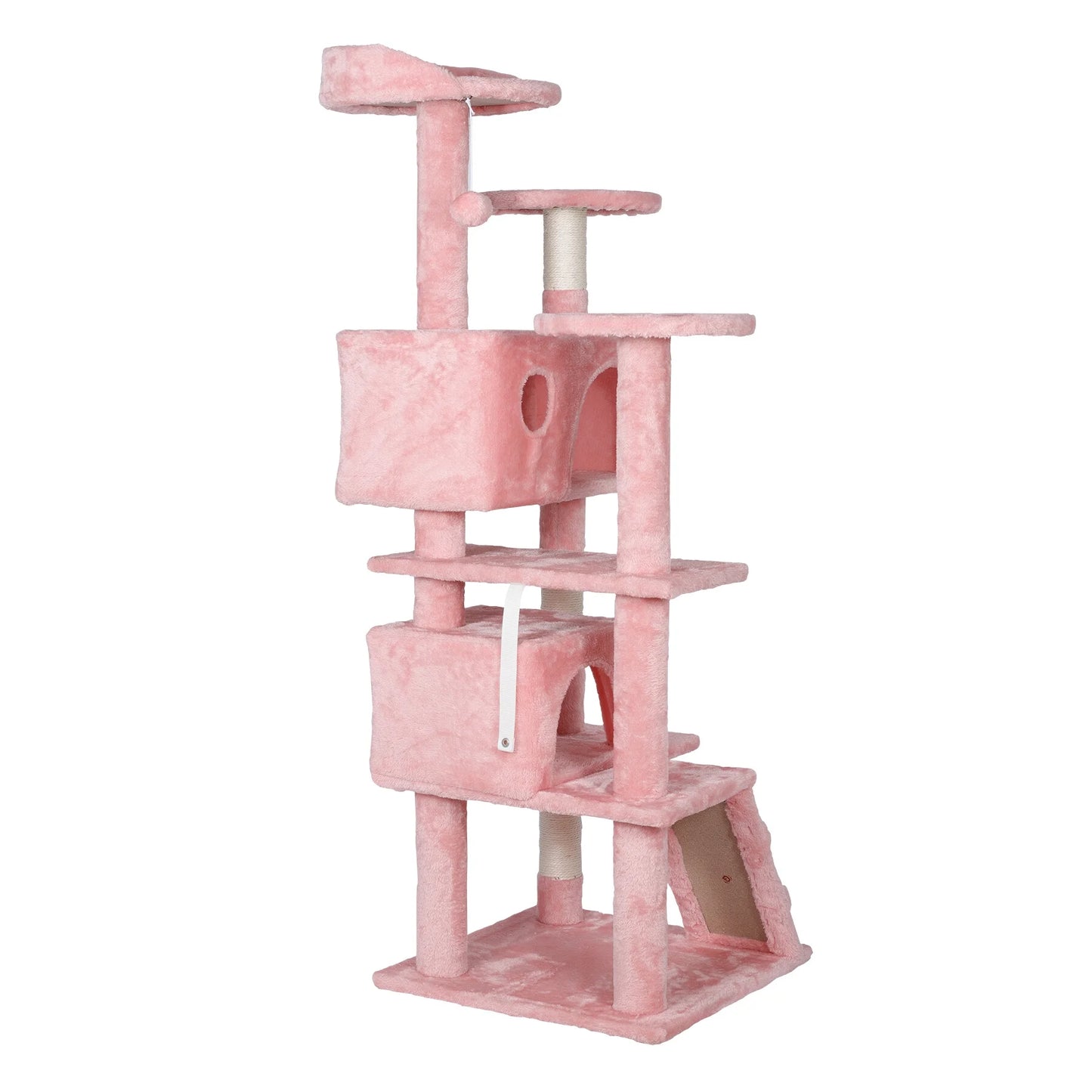 55'' Multi-Level Cat Tree Condo Cat Tower W/Scratching Posts & Plush Perch, Pink