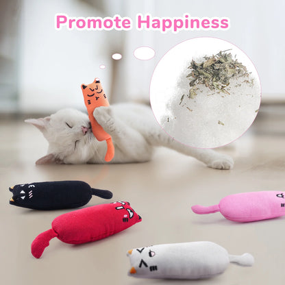 5PCS Christmas Pet Toy Cute Expression Bite Resistant Cat Toy Pet Chew Toy Catnip Toy for Cat Bite Toy