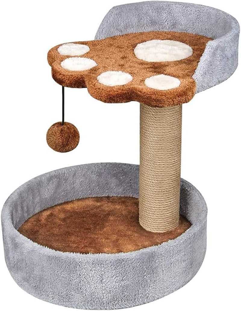 Kitten Tree Cat Paw Cat Tree for Indoor Cats Small Kitten Tree Towers Tower with Scratching Post Cat Activity Tree(Gray-Brown)