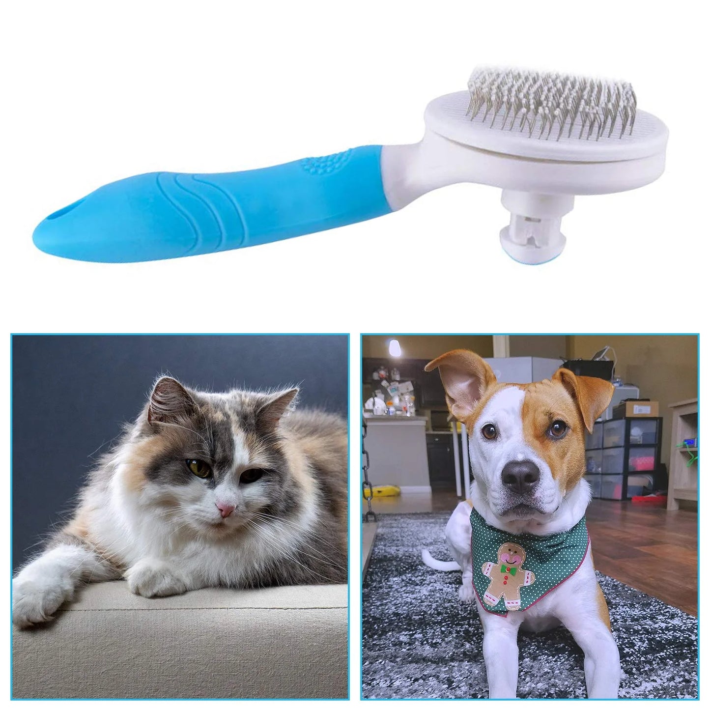 Dog & Cat Brush, Self Cleaning Slicker Brushe for Shedding and Grooming Removes Loose Undercoat, Mats and Tangled Hair Grooming Comb for Cat Dog Brush Massage